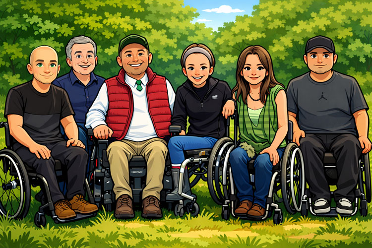 Illustration of the fuelService team together outdoors