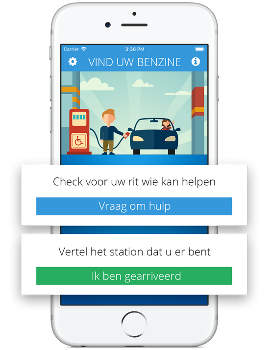 Startscherm van de fuelService-app op een smartphone